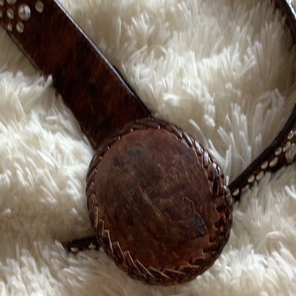 Brown Leather Belt with Oval Buckle